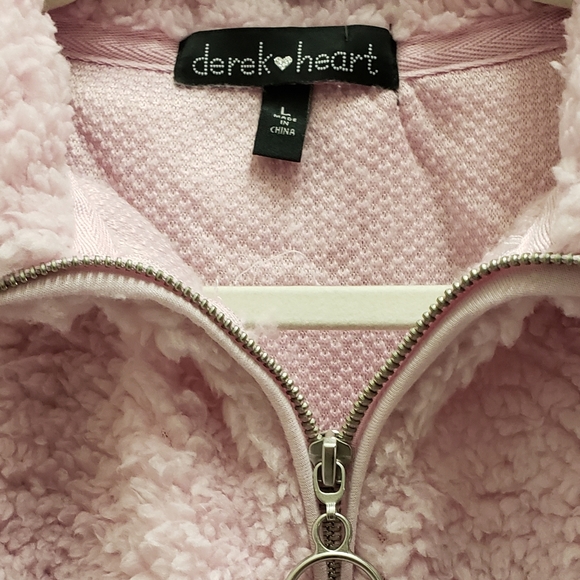 NWT Derek Heart Pink Fleece Teddy Pullover Sz Lg - Picture 3 of 6